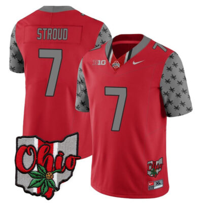 CJ Stroud Ohio State Buckeyes Football Ohio Concept Scarlet Jersey - All Stitched