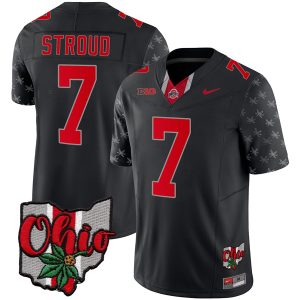 CJ Stroud Ohio State Buckeyes Football Ohio Concept Black Jersey - All Stitched