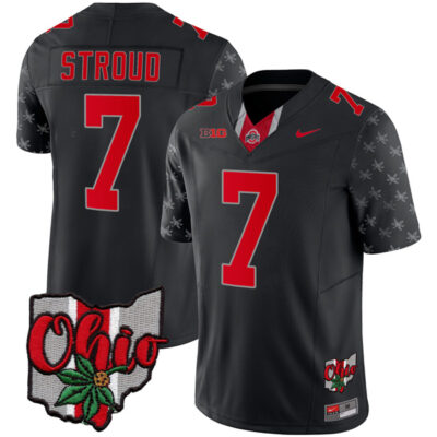 CJ Stroud Ohio State Buckeyes Football Ohio Concept Black Jersey - All Stitched