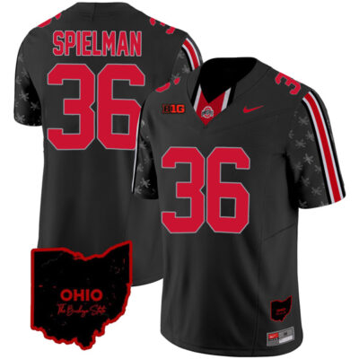Chris Spielman Ohio State Buckeyes Football Ohio Patch Black Jersey - All Stitched