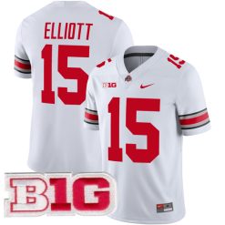Ezekiel Elliott Ohio State Buckeyes Football White Away Jersey - All Stitched