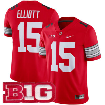 Ezekiel Elliott Ohio State Buckeyes Football Scarlet Alternate Jersey - All Stitched