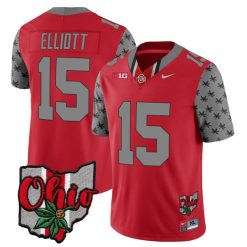 Ezekiel Elliott Ohio State Buckeyes Football Ohio Concept Scarlet Jersey - All Stitched