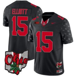 Ezekiel Elliott Ohio State Buckeyes Football Ohio Concept Black Jersey - All Stitched