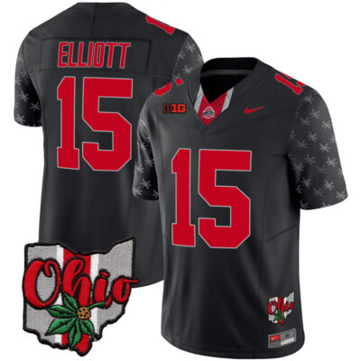 Ezekiel Elliott Ohio State Buckeyes Football Ohio Concept Black Jersey - All Stitched