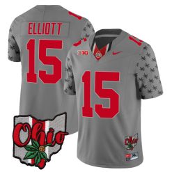 Ezekiel Elliott Ohio State Buckeyes Football Ohio Concept Grey Jersey - All Stitched