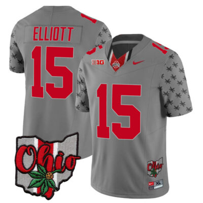 Ezekiel Elliott Ohio State Buckeyes Football Ohio Concept Grey Jersey - All Stitched