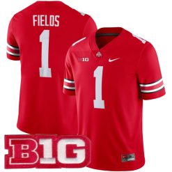 Justin Fields Ohio State Buckeyes Football Scarlet Home Jersey - All Stitched