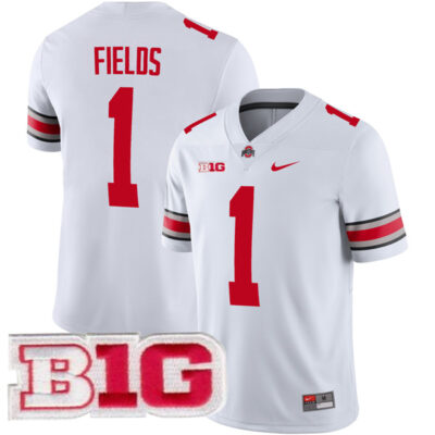 Justin Fields Ohio State Buckeyes Football White Away Jersey - All Stitched
