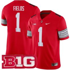 Justin Fields Ohio State Buckeyes Football Scarlet Alternate Jersey - All Stitched