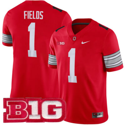 Justin Fields Ohio State Buckeyes Football Scarlet Alternate Jersey - All Stitched