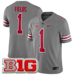 Justin Fields Ohio State Buckeyes Football Steel Grey Alternate Jersey - All Stitched