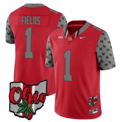 Justin Fields Ohio State Buckeyes Football Ohio Concept Scarlet Jersey - All Stitched
