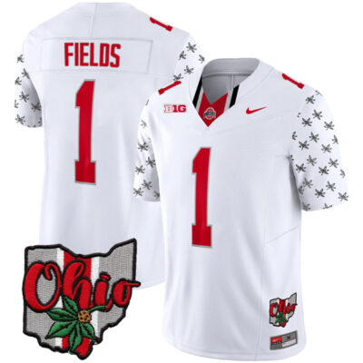 Justin Fields Ohio State Buckeyes Football Ohio Concept White Jersey - All Stitched