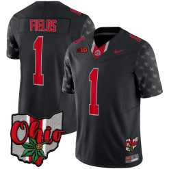 Justin Fields Ohio State Buckeyes Football Ohio Concept Black Jersey - All Stitched