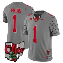 Justin Fields Ohio State Buckeyes Football Ohio Concept Grey Jersey - All Stitched