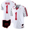 Justin Fields Ohio State Buckeyes Football Ohio Patch White Jersey - All Stitched