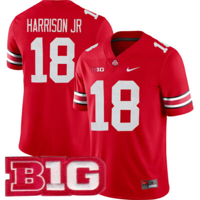 Marvin Harrison Jr Ohio State Buckeyes Football Scarlet Home Jersey - All Stitched