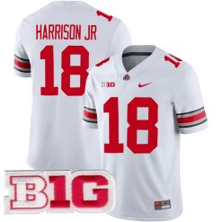 Marvin Harrison Jr Ohio State Buckeyes Football White Away Jersey - All Stitched