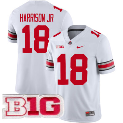 Marvin Harrison Jr Ohio State Buckeyes Football White Away Jersey - All Stitched