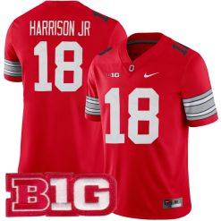 Marvin Harrison Jr Ohio State Buckeyes Football Scarlet Alternate Jersey - All Stitched