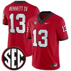 Stetson Bennett Georgia Bulldogs Football Red Home Jersey - All Stitched