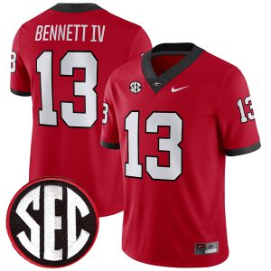 Stetson Bennett Georgia Bulldogs Football Red Home Jersey - All Stitched