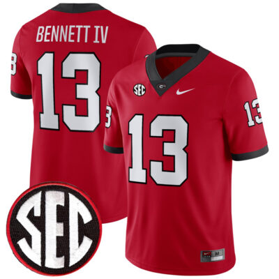 Stetson Bennett Georgia Bulldogs Football Red Home Jersey - All Stitched