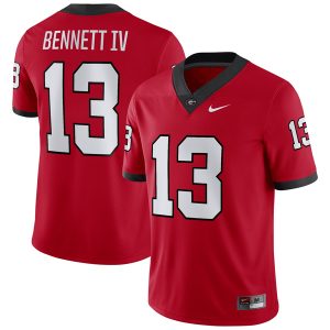 Stetson Bennett Georgia Bulldogs Football Red Home Jersey - All Stitched