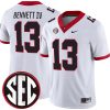 Stetson Bennett Georgia Bulldogs Football White Away Jersey - All Stitched