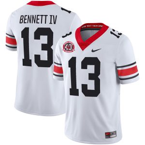 Stetson Bennett Georgia Bulldogs Football White 40th NC Anniversary Jersey - All Stitched