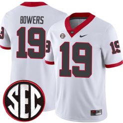 Brock Bowers Georgia Bulldogs Football White Away Jersey - All Stitched
