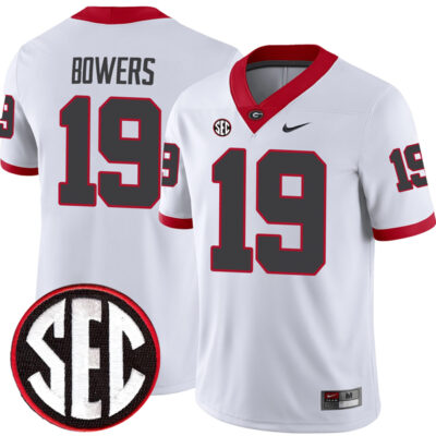 Brock Bowers Georgia Bulldogs Football White Away Jersey - All Stitched