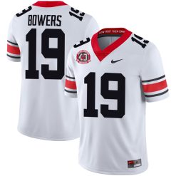 Brock Bowers Georgia Bulldogs Football White 40th NC Anniversary Jersey - All Stitched