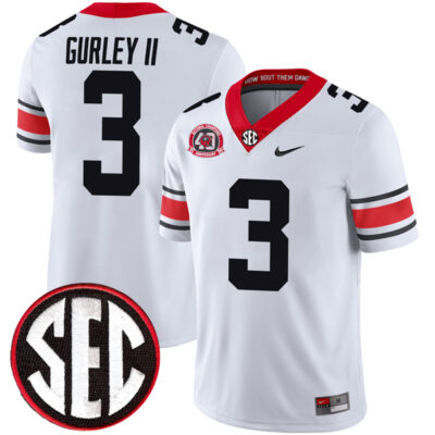 Todd Gurley Georgia Bulldogs Football White 40th NC Anniversary Jersey - All Stitched
