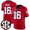 Kirby Smart Georgia Bulldogs Football Red Home Jersey - All Stitched
