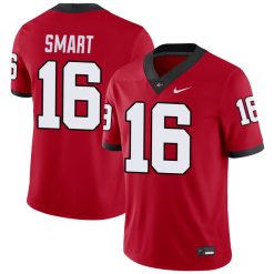 Kirby Smart Georgia Bulldogs Football Red Home Jersey - All Stitched
