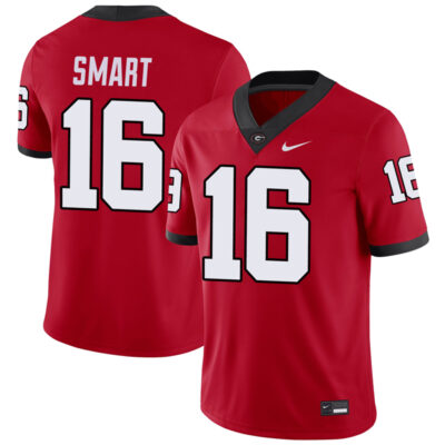 Kirby Smart Georgia Bulldogs Football Red Home Jersey - All Stitched