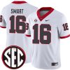 Kirby Smart Georgia Bulldogs Football White Away Jersey - All Stitched