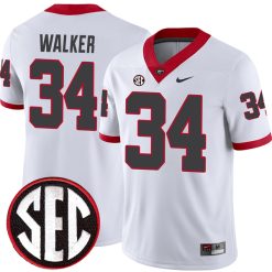 Herschel Walker Georgia Bulldogs Football White Away Jersey - All Stitched