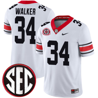 Herschel Walker Georgia Bulldogs Football White 40th NC Anniversary Jersey - All Stitched