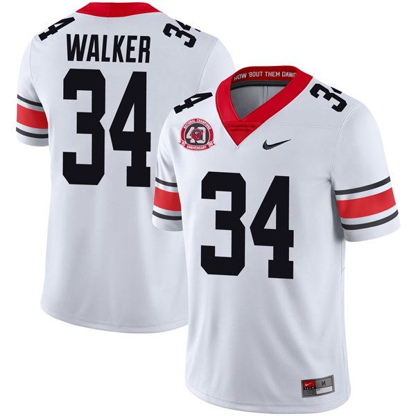 Herschel Walker Georgia Bulldogs Football White 40th NC Anniversary Jersey - All Stitched