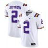 Justin Jefferson LSU Tigers Football White Away Jersey - All Stitched