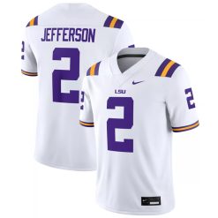 Justin Jefferson LSU Tigers Football White Away Jersey - All Stitched