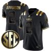 Justin Jefferson LSU Tigers Football Black Gold Jersey - All Stitched