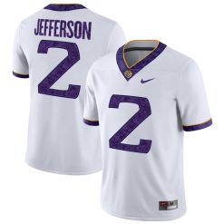 Justin Jefferson LSU Tigers Football 2018 Silent Season White Jersey - All Stitched