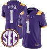 Ja'marr Chase LSU Tigers Football Purple Home Jersey - All Stitched