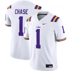 Ja'marr Chase LSU Tigers Football White Away Jersey - All Stitched