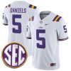 Jayden Daniels LSU Tigers Football White Away Jersey - All Stitched
