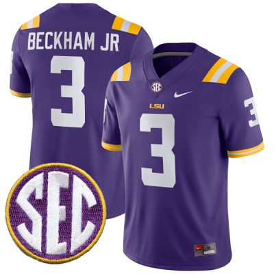Odell Beckham Jr LSU Tigers Football Purple Home Jersey - All Stitched